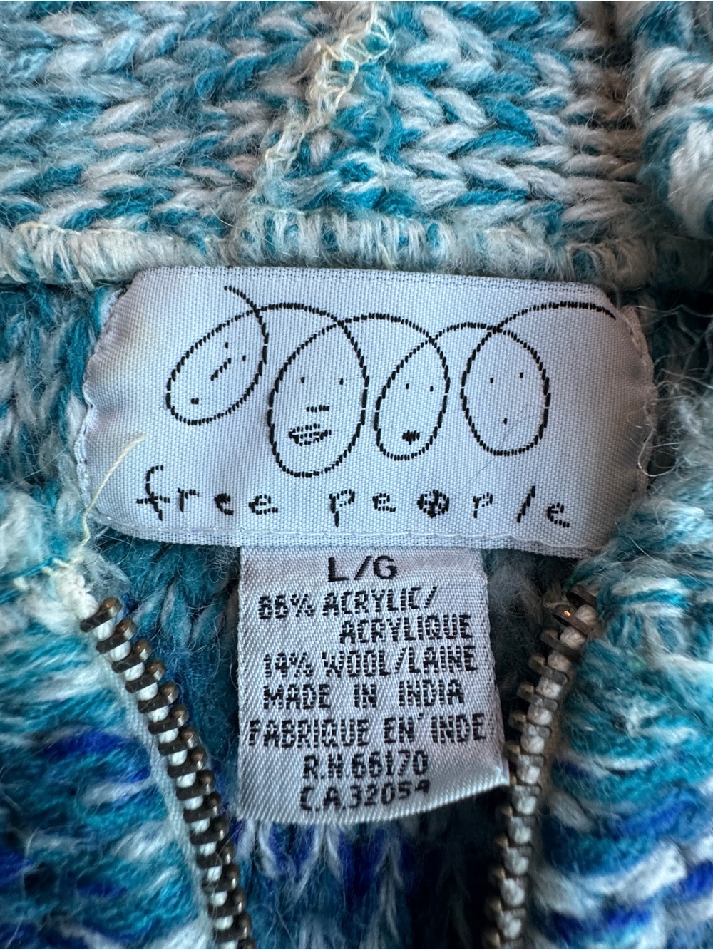 90s Rare Viral Free People Knit Rainbow Hoodie From Delia's Catalog Sz L - Picture 3 of 10